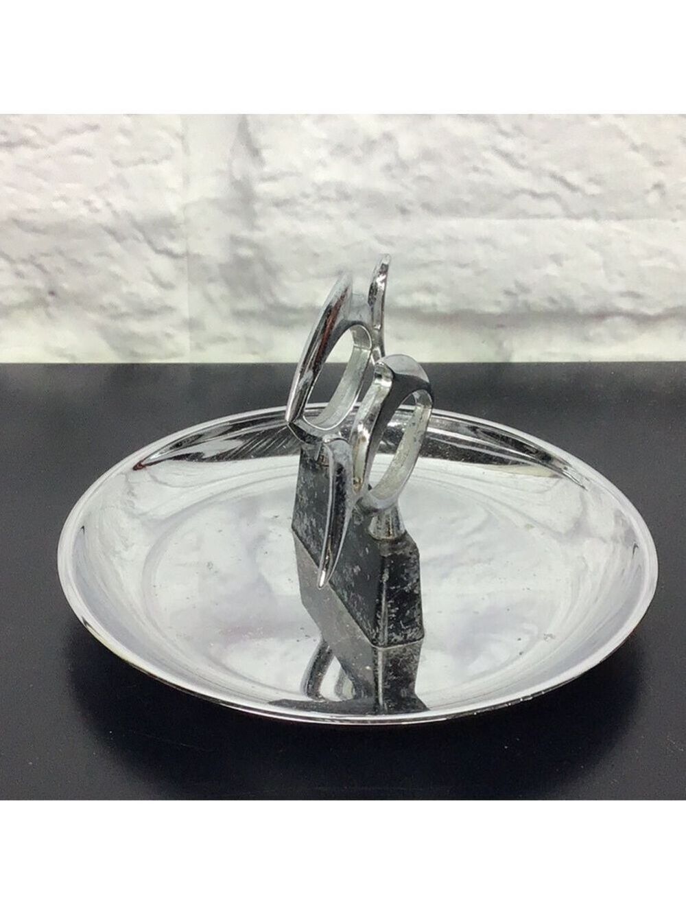 Mid Century Modern two fish Chrome Pincherette Ashtray MCM - Picture 6 of 10